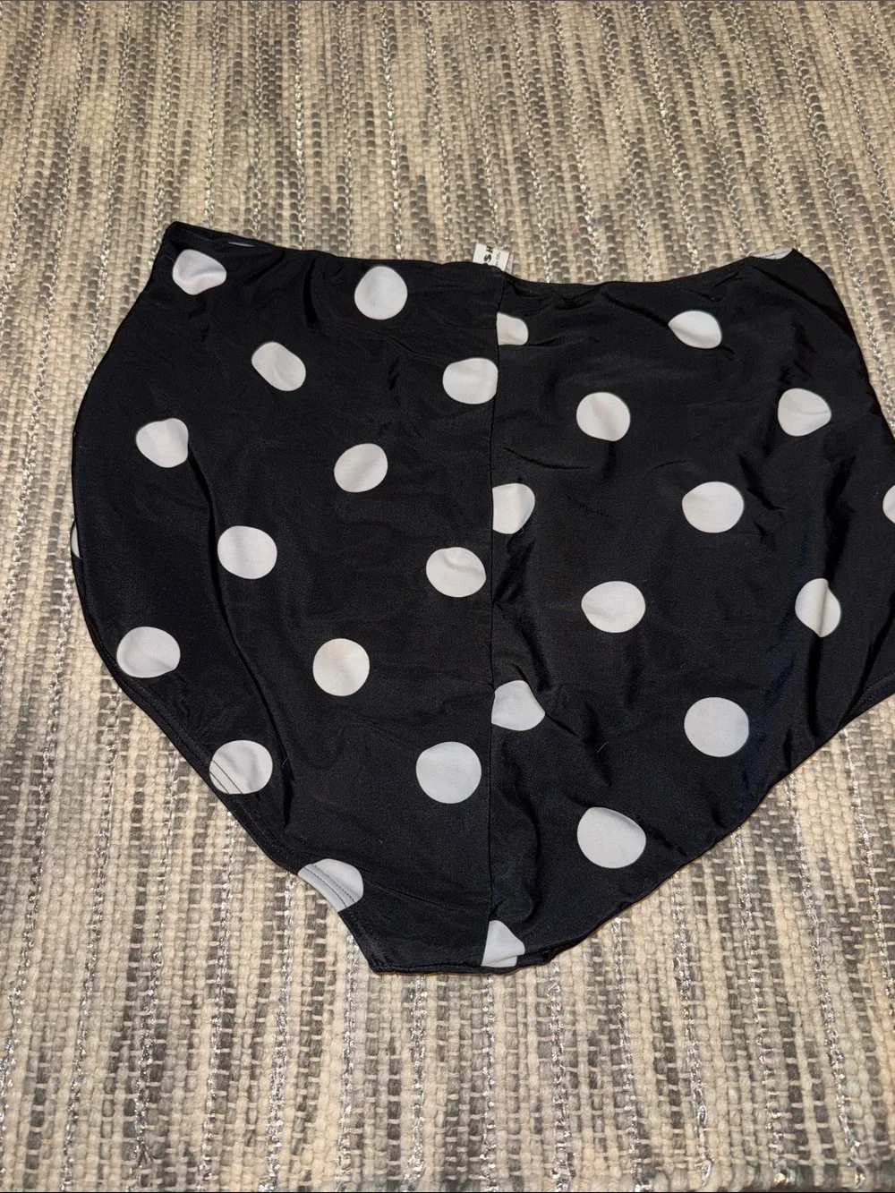 COCOSHIP Black & White Polka Dot High-Waist Swim Bottoms